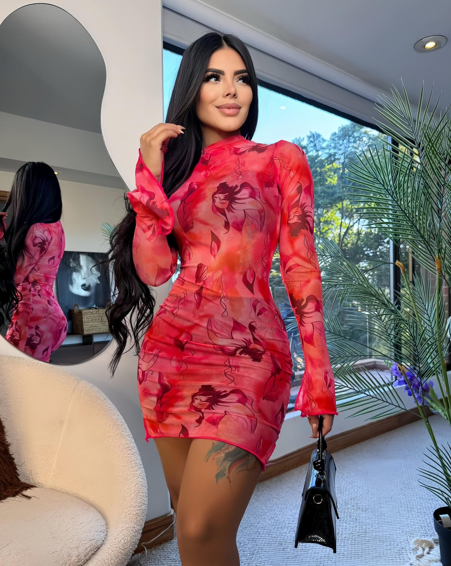 Vestido Sensual Corto Rosa Lirio