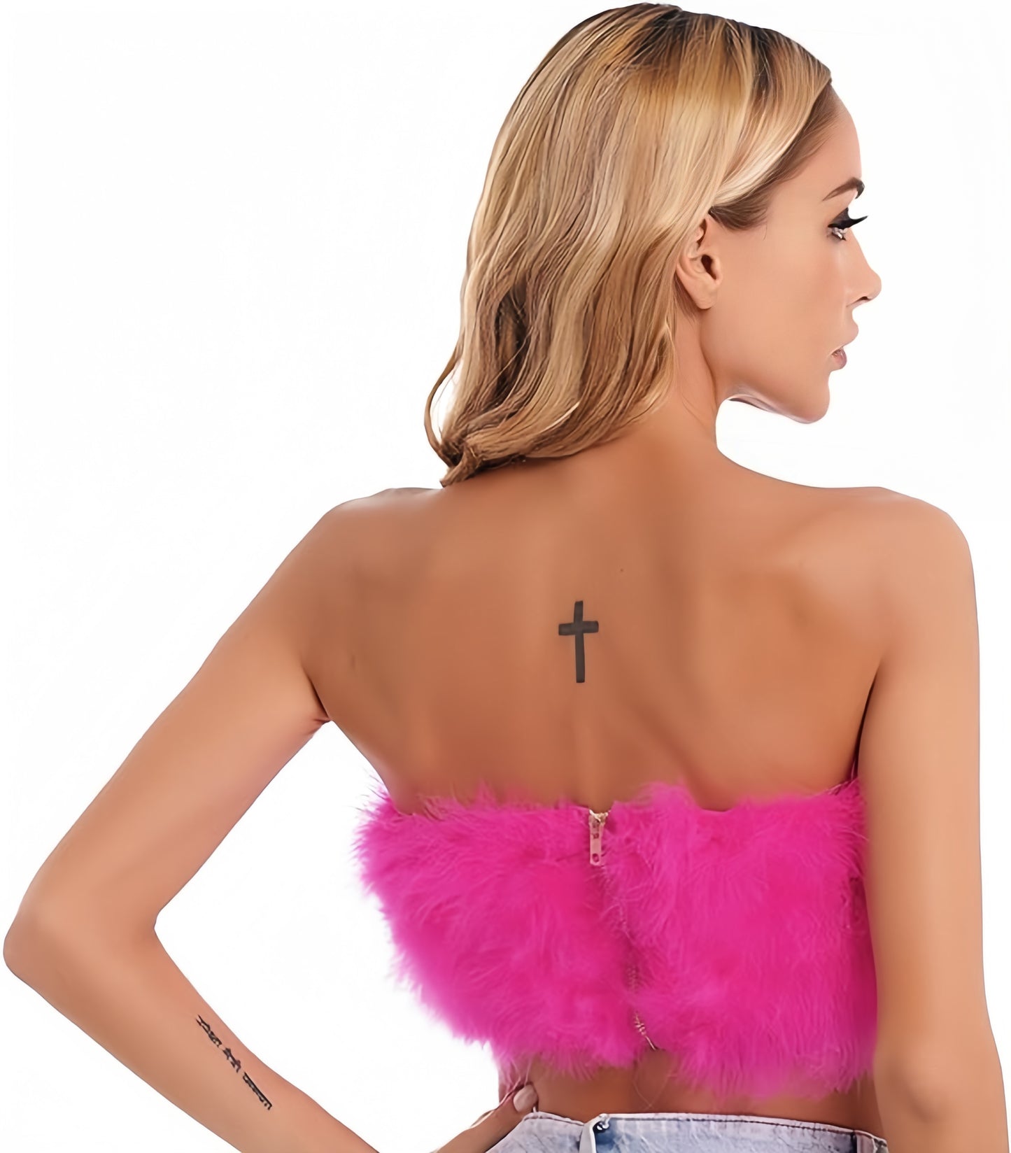 Crop Top Plumas Importado