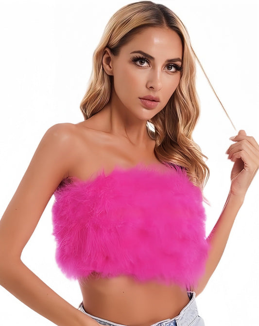 Crop Top Plumas Importado